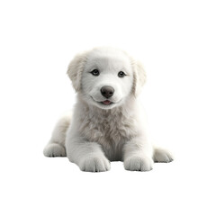 Adorable White Puppy Lying Down, Happy Expression