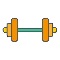 Dumbbell icon. Fitness tool shape. Yellow orange weight. Vector gym symbol.