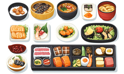 Japanese food illustrator on white background