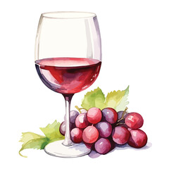 watercolor A glass of wine illustration