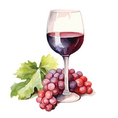 watercolor A glass of wine illustration