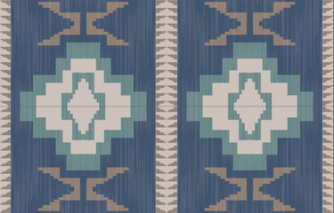 Obraz premium Geometric ethnic Native American tribal patterns, featuring Aztec and Navajo motifs, create a seamless decorative texture. Design for background ,curtain, carpet, clothing, wrapping, Batik.