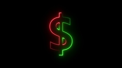 Obraz premium A neon dollar icon glowing in bright green, featuring a bold 