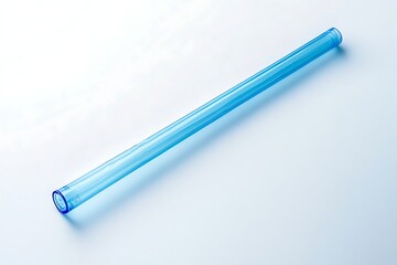 A blue straw on a white background