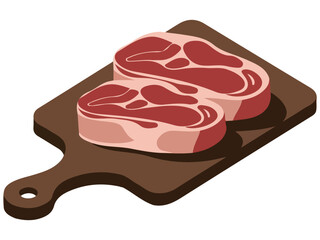 raw lamb pork restaurant ingredient isolated vector illustration on white background