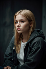 Fototapeta premium Young woman with blonde hair portrait