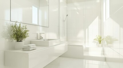 glossy white square tiles