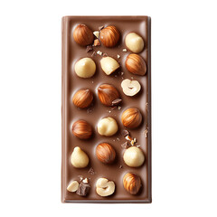 Milk chocolate bar with hazelnuts png