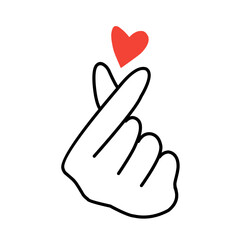 hand drawn finger heart illustration vector 