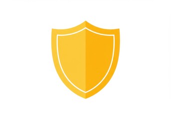 A golden shield with a white outline on a white background in a simple vector style design image