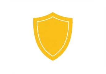 A yellow shield with a white outline on a white background in a simple graphic illustration style