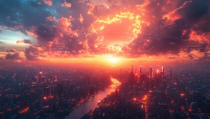 Futuristic Cityscapes with Data Overlays and Cyberpunk Elements