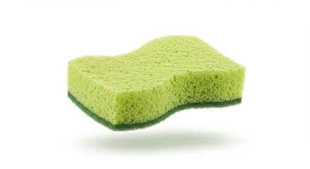 High-Resolution Image of a Light Green Cleaning Sponge with a Darker Green Border, Ideal for Cleaning Tasks, On white background