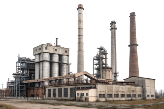 Industrial factories isolated on white background.