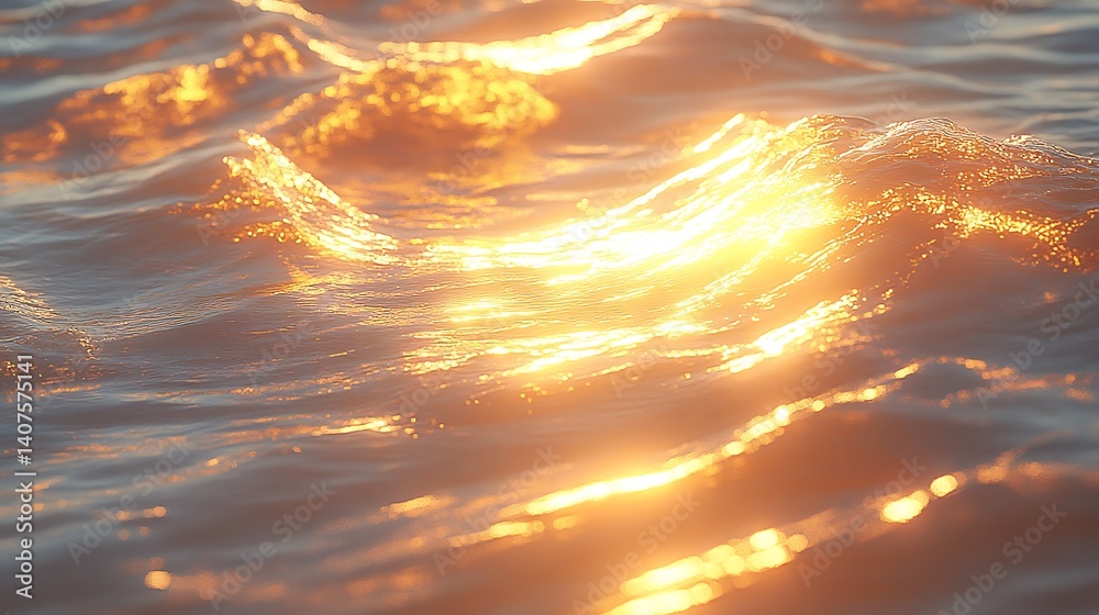 Aufkleber stunning glow of ocean waves under the soft light of the sun creating a dreamy seascape : generative