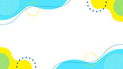 抽象的な幾何学模様のフレーム素材 チラシ・Web・動画背景16:9サイズ 水色 黄色