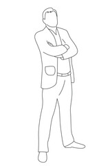Successful Adult Business Man in Suit Confident Standing Pose Line Art 1