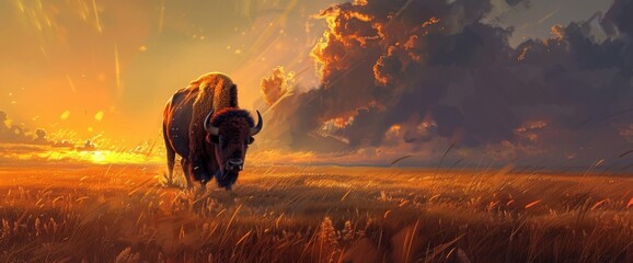 _Majestic_American_bison_golden