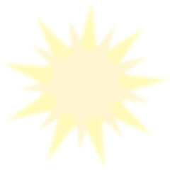 Éclat lumineux jaune pâle flou avec multiples rayons pointus, sur fond transparent (PNG), idéal pour effets de lumière douce ou surbrillance subtile