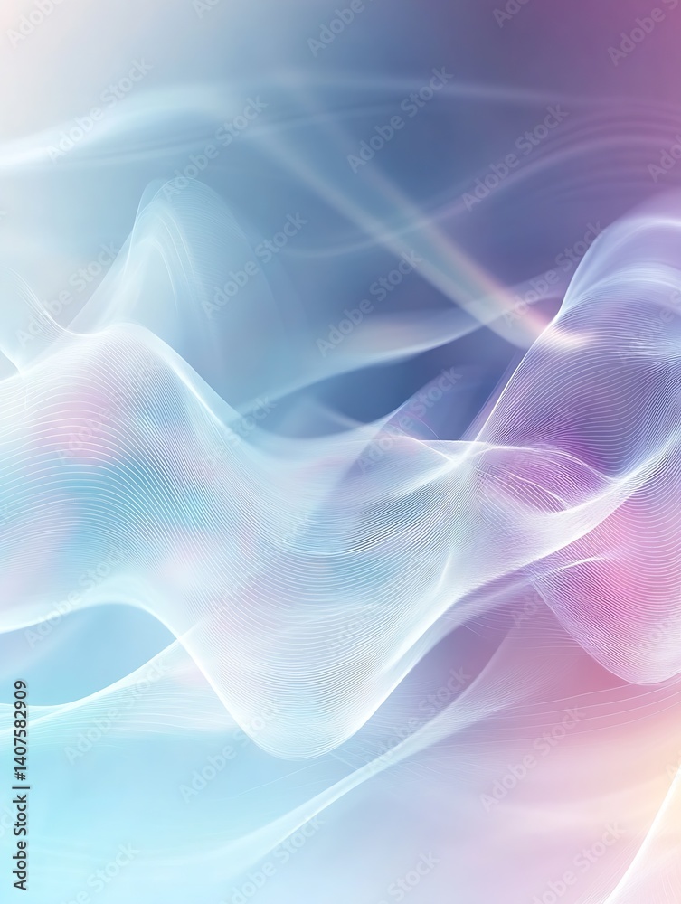 Poster Abstract soft wave shapes in pastel colors creating a serene and calming background design for creative projects : Generative AI