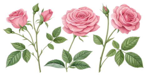 Beautiful pink roses bloom gracefully, showcasing their delicate petals and lush green leaves, embodying essence of nature artistry