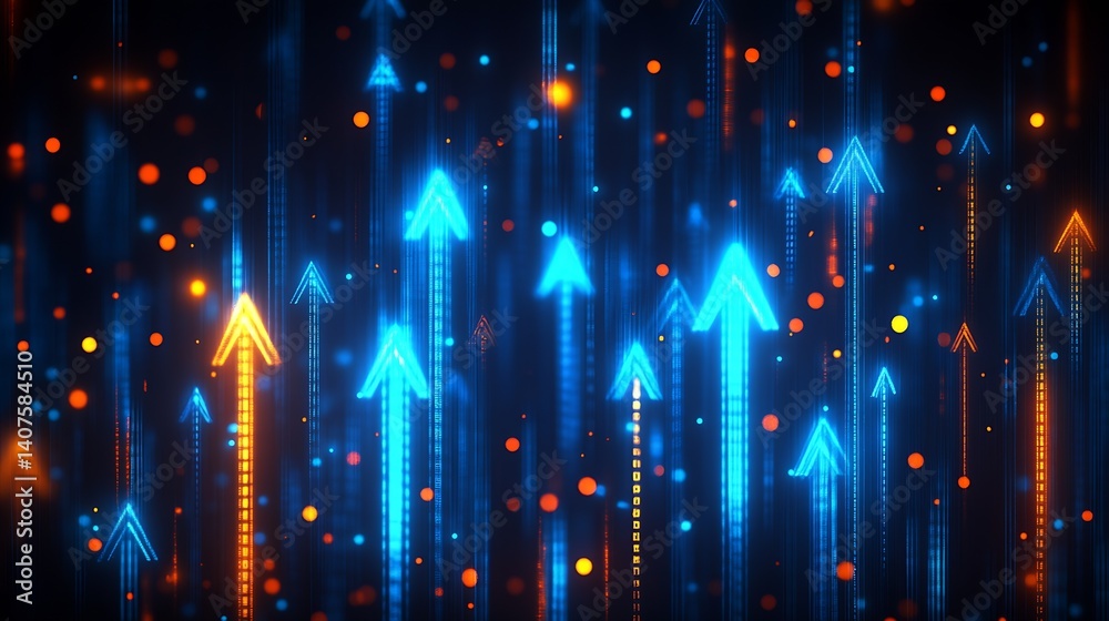 Poster Brightly colored arrows showcasing a sense of direction in a modern digital design environment : Generative AI