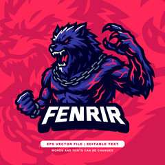 Mythical Wolf Fenrir Logo – Norse Mythology Wolf Mascot for Gaming, Esports, and Fantasy Branding
