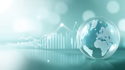 Stylish glass globe representing global connectivity with financial data and analytics : Generative AI