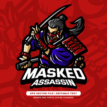 Masked Assassin Logo &ndash; Fierce Ninja Warrior Mascot for Esports, Gaming, and Branding