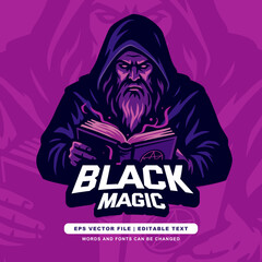 Dark Wizard Logo – Black Magic Sorcerer Mascot for Esports & Fantasy Projects