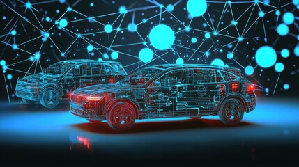 Innovative vehicle technology showcase digital environment 3d visualization futuristic concept