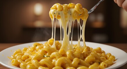 Stretchy Cheese Mac and Cheese Closeup Comfort Food