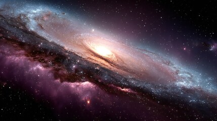 Fototapeta premium Majestic spiral galaxy ablaze with cosmic dust and light.
