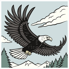 A bald eagle flying in sky in wild