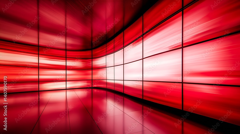 Poster Futuristic Red Light Display in a Modern Interior Creating a Dynamic and Abstract Visual Experience : Generative AI