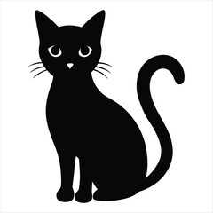 Halloween black cat silhouette vector isolated on white background