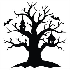 Halloween Date tree silhouette vector isolated on white background