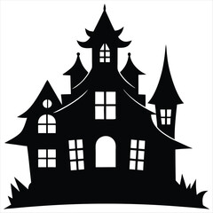 Obraz premium Horror house silhouette vector isolated on white background