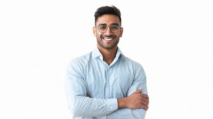 Confident Indian Businessman in Smart Casual Attire Smiling