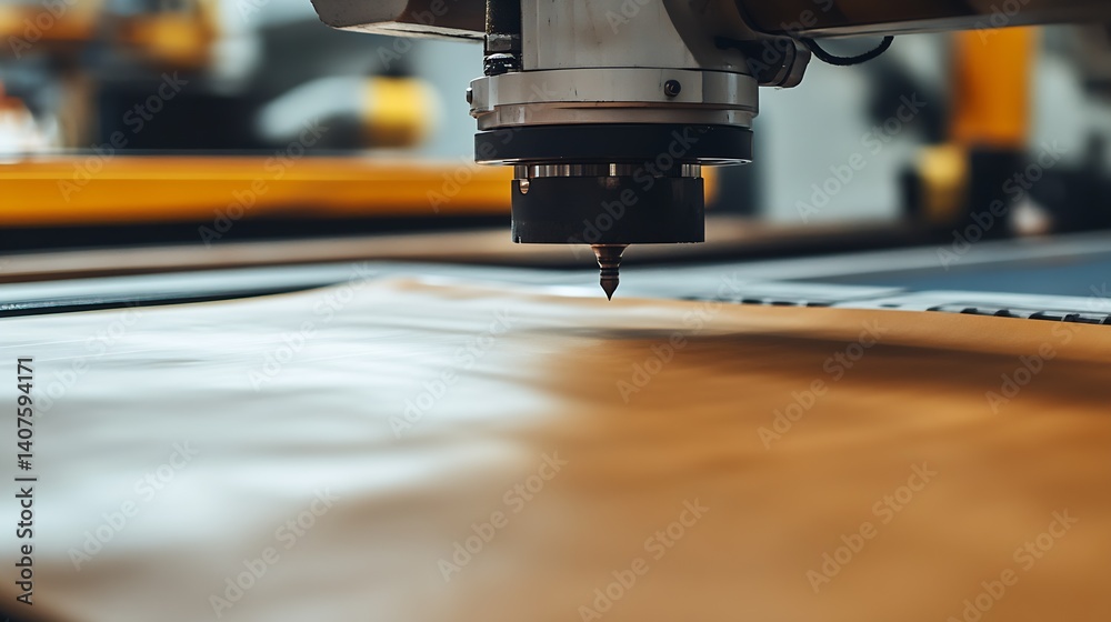Poster laser engraving machine cutting through leather with precision in a modern workshop setting for craf