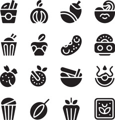 Flat Food Elements Vector Illustration Set