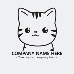 Cat character illustration black and white for logo company vector image
