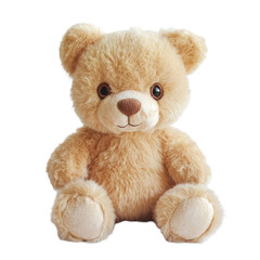 Obraz premium Soft plush teddy bear sitting on a transparent background, perfect for cuddling and decoration at home, Bear plush Teddy bear on transparent background