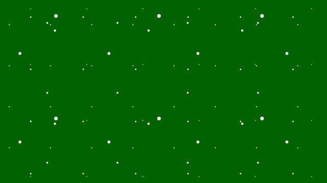 Snowfall overlay on green background. Winter slowly falling snow effect (Chroma key). 4K animation.