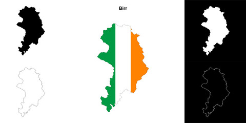 Fototapeta premium Birr district blank outline map set