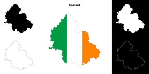 Fototapeta premium Granard district blank outline map set