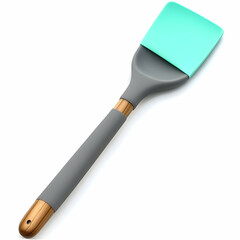 Mint Green And Gray Silicone Spatula With Wooden Handle
