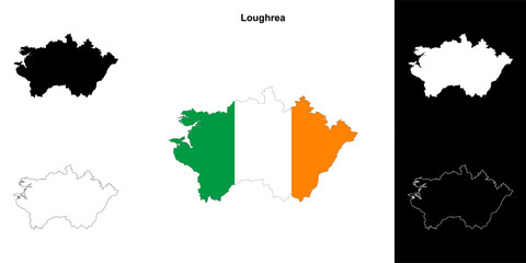 Obraz premium Loughrea district blank outline map set