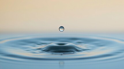 Single Drop of Water Creating Ripples in a sparse, Minimalist Scene