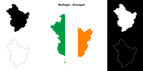Fototapeta premium Mullingar - Kinnegad district blank outline map set